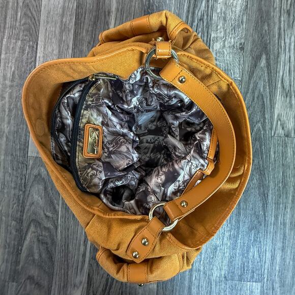 Jessica Simpson Large Tan Canvas Tote Bag “It’s Not the Bag” Charm Purse - Picture 3 of 10